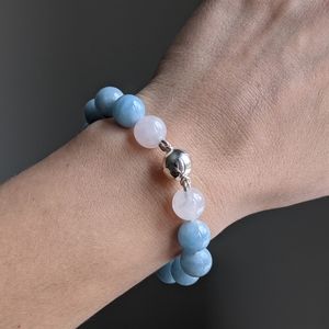 Aquamarine & Quartz Bracelet Magnetic clasp